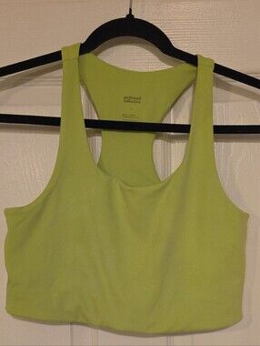 girlfriend collective neon lime racerback crop bra